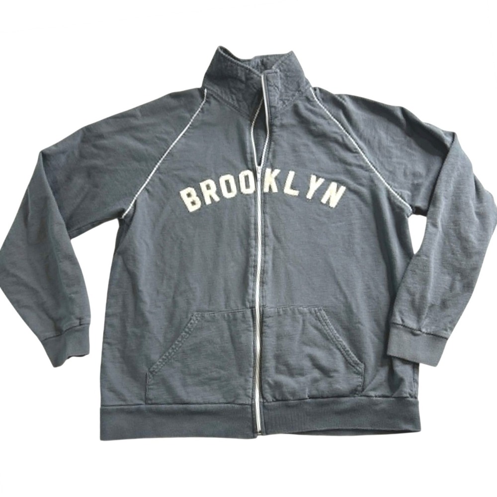 American Apparel Brooklyn Track Jacket XL Gray Combed Cotton Full Zip Sweatshirt